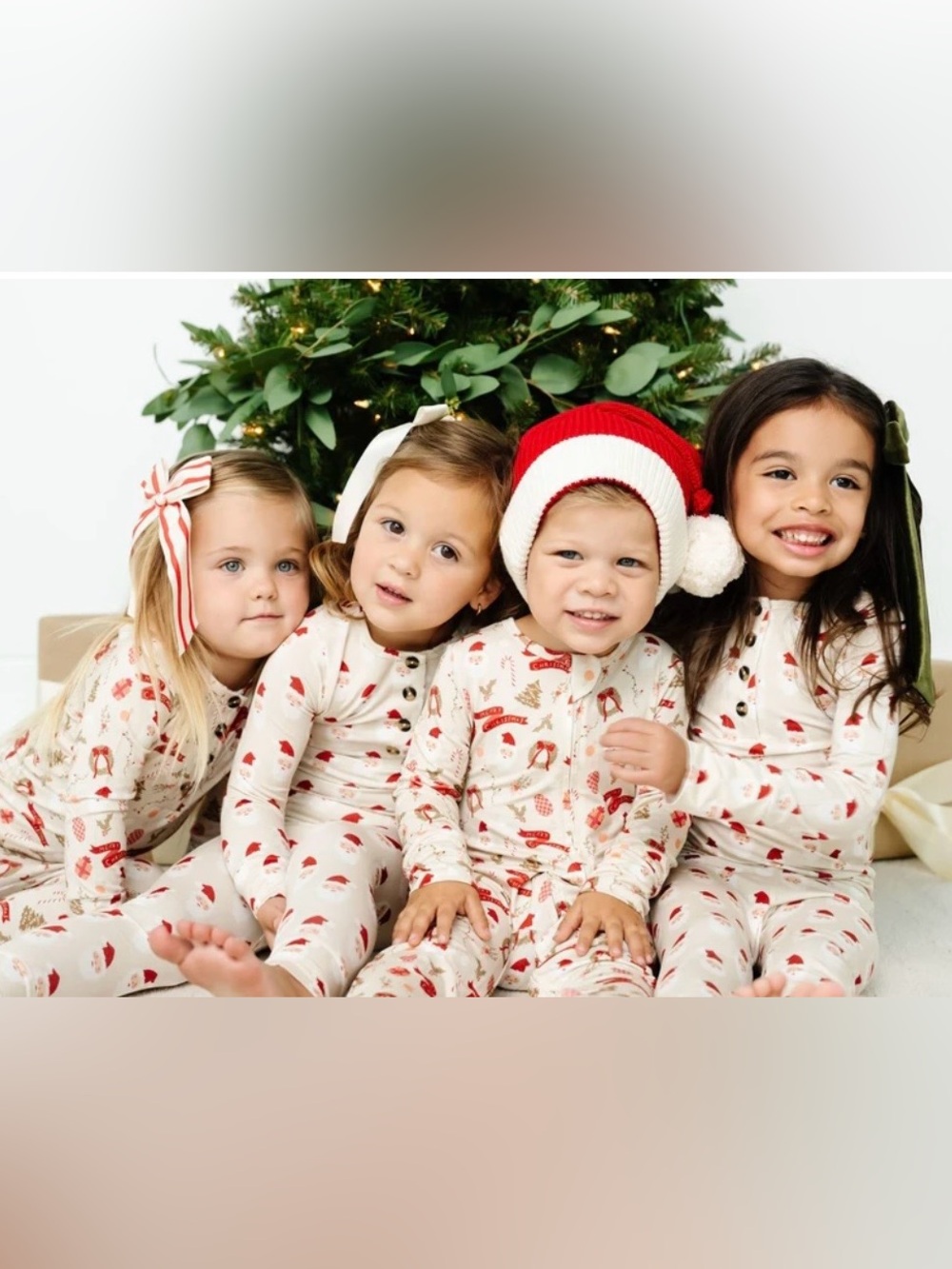Lou Lou & Company Cream and Red Holiday Kids Pajama Set